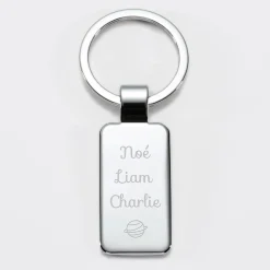 Porte-clés personnalisé gravé acier rectangle 41x22 mm