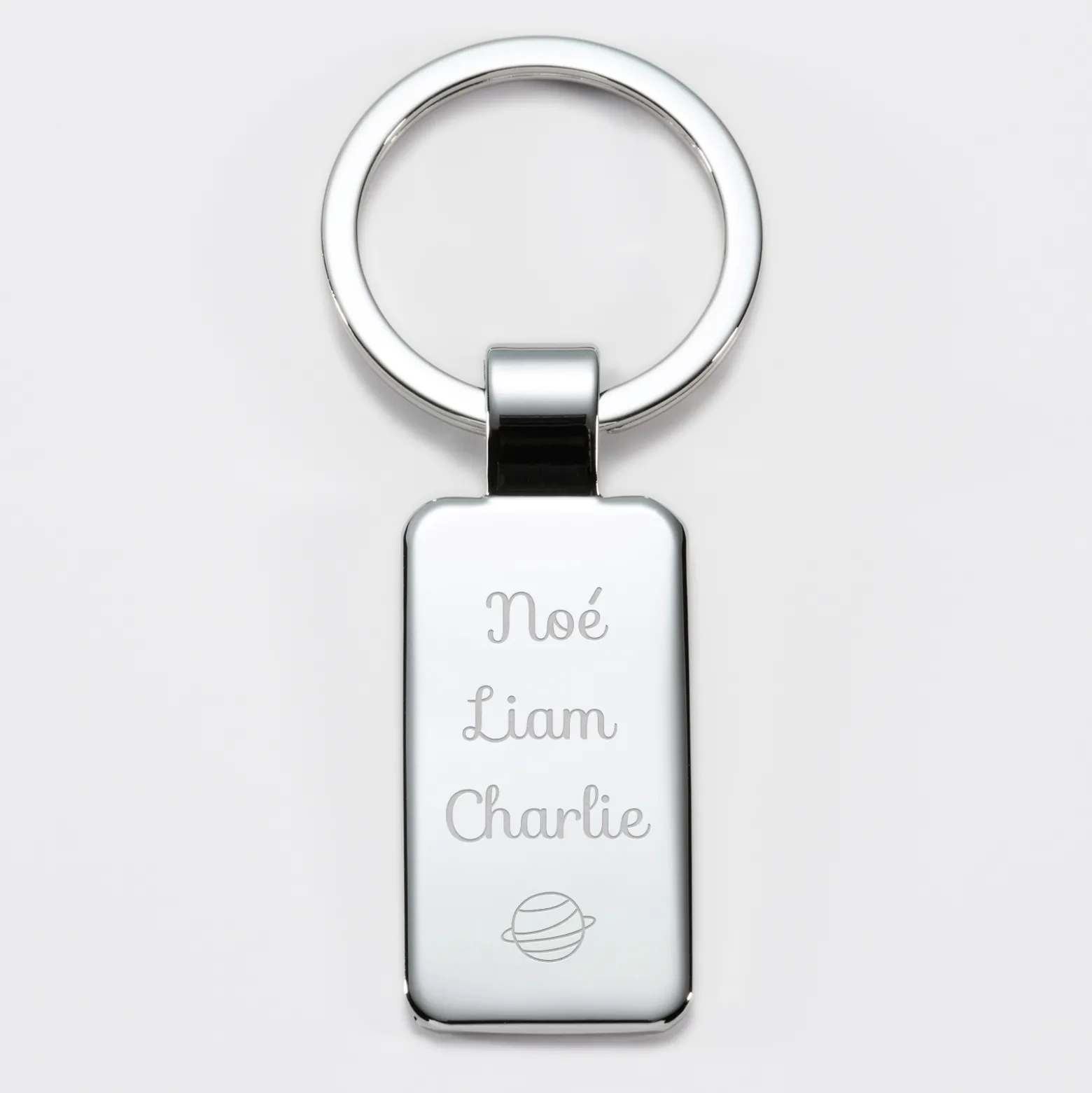 Porte-clés personnalisé gravé acier rectangle 41x22 mm