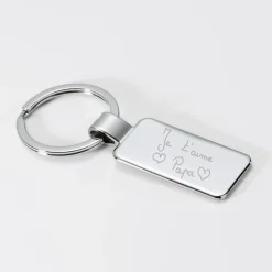 Porte-clés personnalisé gravé acier rectangle 41x22 mm
