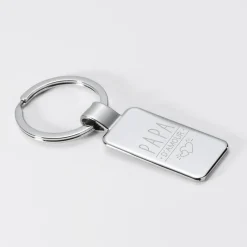 Porte-clés personnalisé gravé acier rectangle 41x22 mm