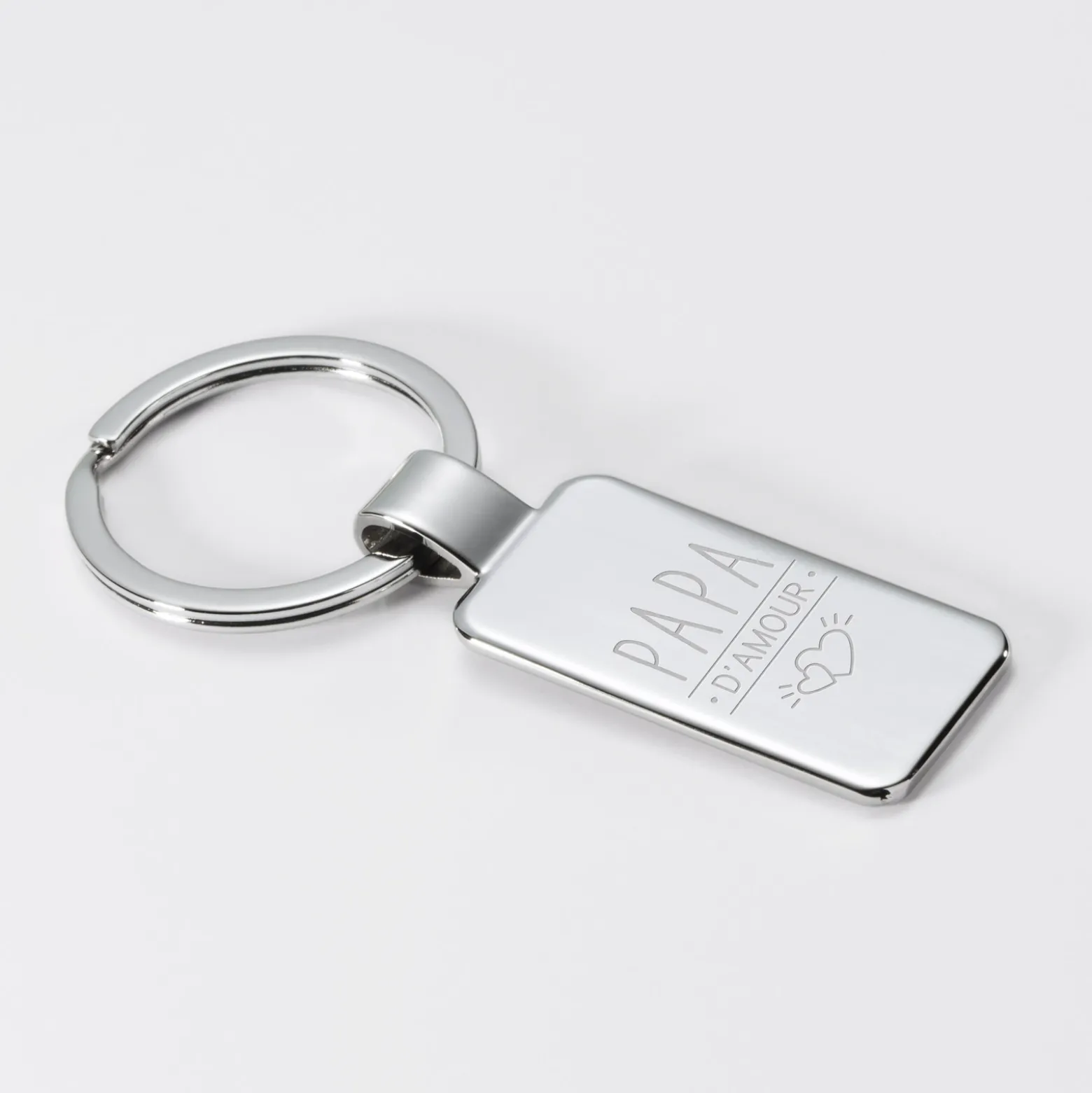 Porte-clés personnalisé gravé acier rectangle 41x22 mm