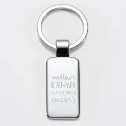 Porte-clés personnalisé gravé acier rectangle 41x22 mm