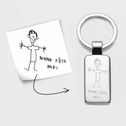 Porte-clés personnalisé gravé acier rectangle 41x22 mm