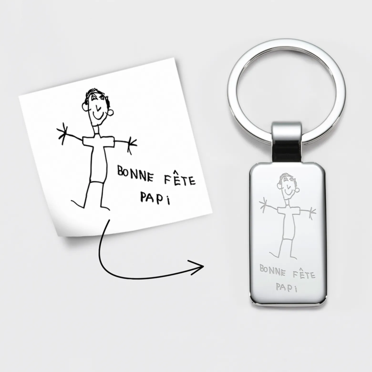 Porte-clés personnalisé gravé acier rectangle 41x22 mm