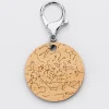 Porte-clés personnalisé gravé bois médaille ronde 50 mm "Carte du ciel étoilé"