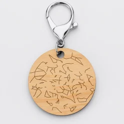 Porte-clés personnalisé gravé bois médaille ronde 50 mm