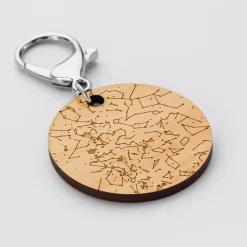 Porte-clés personnalisé gravé bois médaille ronde 50 mm