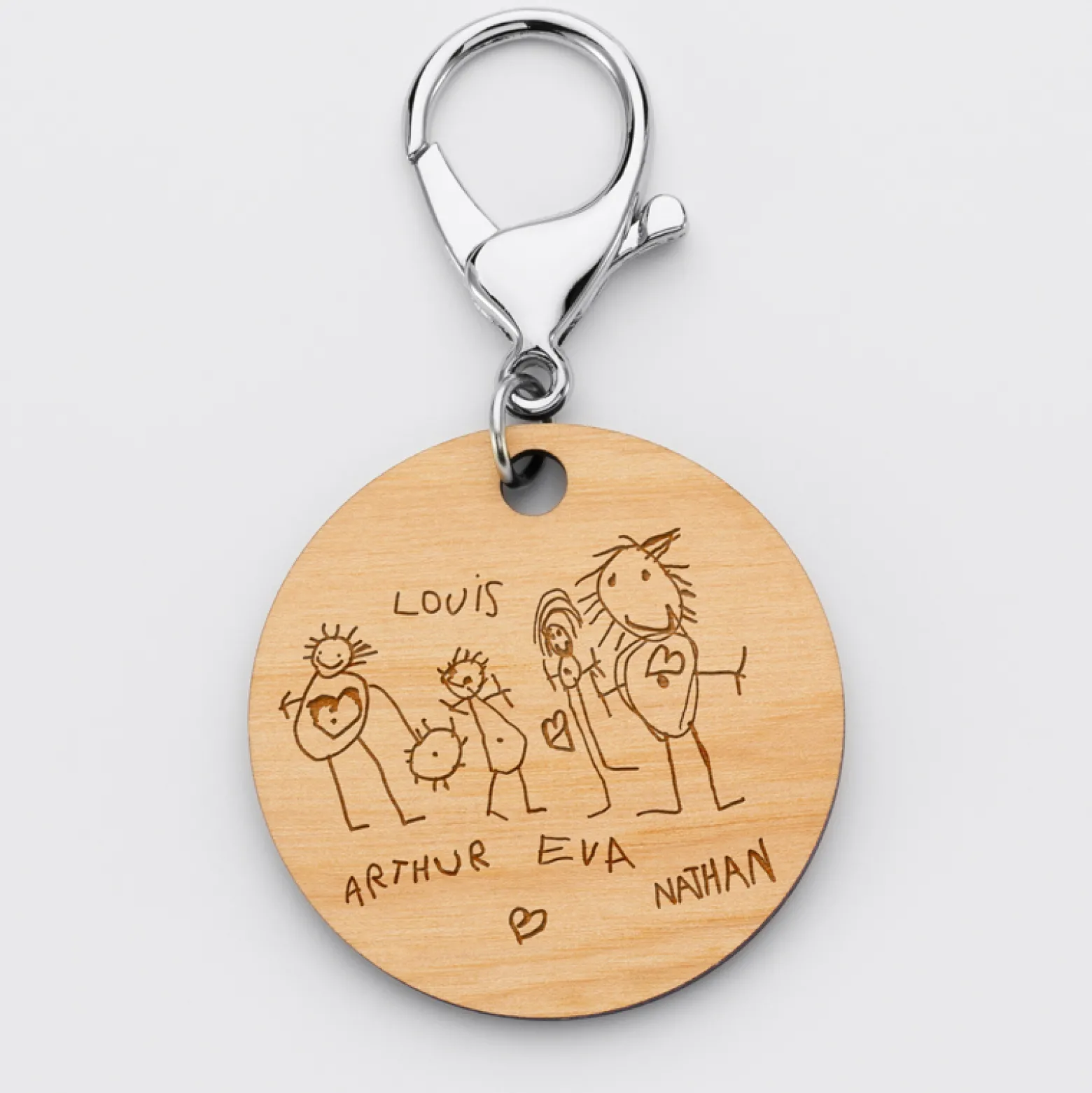 Porte-clés personnalisé gravé bois médaille ronde 50 mm "Carte du ciel étoilé"