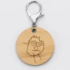 Porte-clés personnalisé gravé bois médaille ronde 50 mm - Nos petits imparfaits