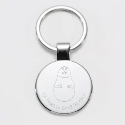 Porte-clés personnalisé gravé acier rond 37 mm - HappyBulle x Barbapapa