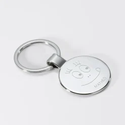 Porte-clés personnalisé gravé acier rond 37 mm - HappyBulle x Barbapapa