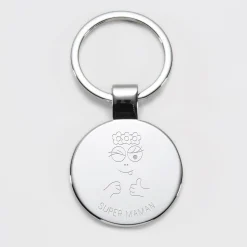 Porte-clés personnalisé gravé acier rond 37 mm - HappyBulle x Barbapapa