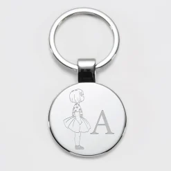 Porte-clés personnalisé initiale gravé acier rond 37 mm - HappyBulle x Marie Savart