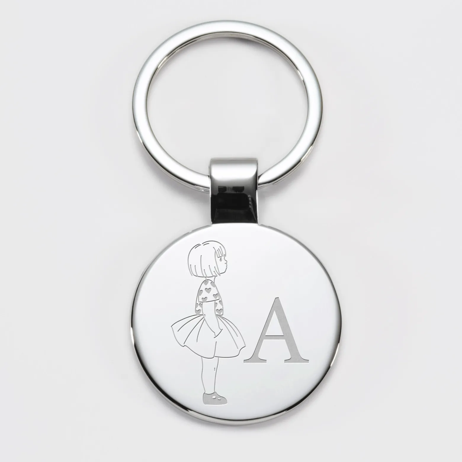 Porte-clés personnalisé initiale gravé acier rond 37 mm - HappyBulle x Marie Savart