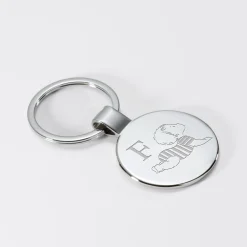 Porte-clés personnalisé initiale gravé acier rond 37 mm - HappyBulle x Marie Savart