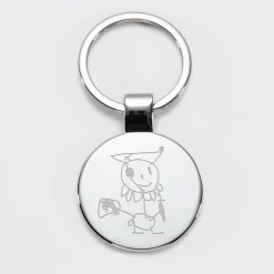 Porte-clés personnalisé initiale gravé acier rond 37 mm - HappyBulle x Marie Savart