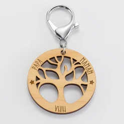 Porte-clés personnalisé médaille gravée bois arbre de vie 50 mm