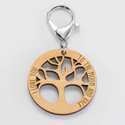 Porte-clés personnalisé médaille gravée bois arbre de vie 50 mm