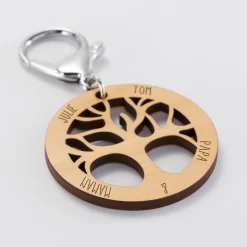Porte-clés personnalisé médaille gravée bois arbre de vie 50 mm