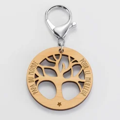 Porte-clés personnalisé médaille gravée bois arbre de vie 50 mm
