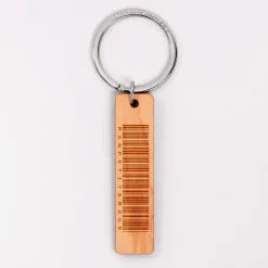 Porte-clés personnalisé "message codé" médaille gravée bois plaque 16x66 mm