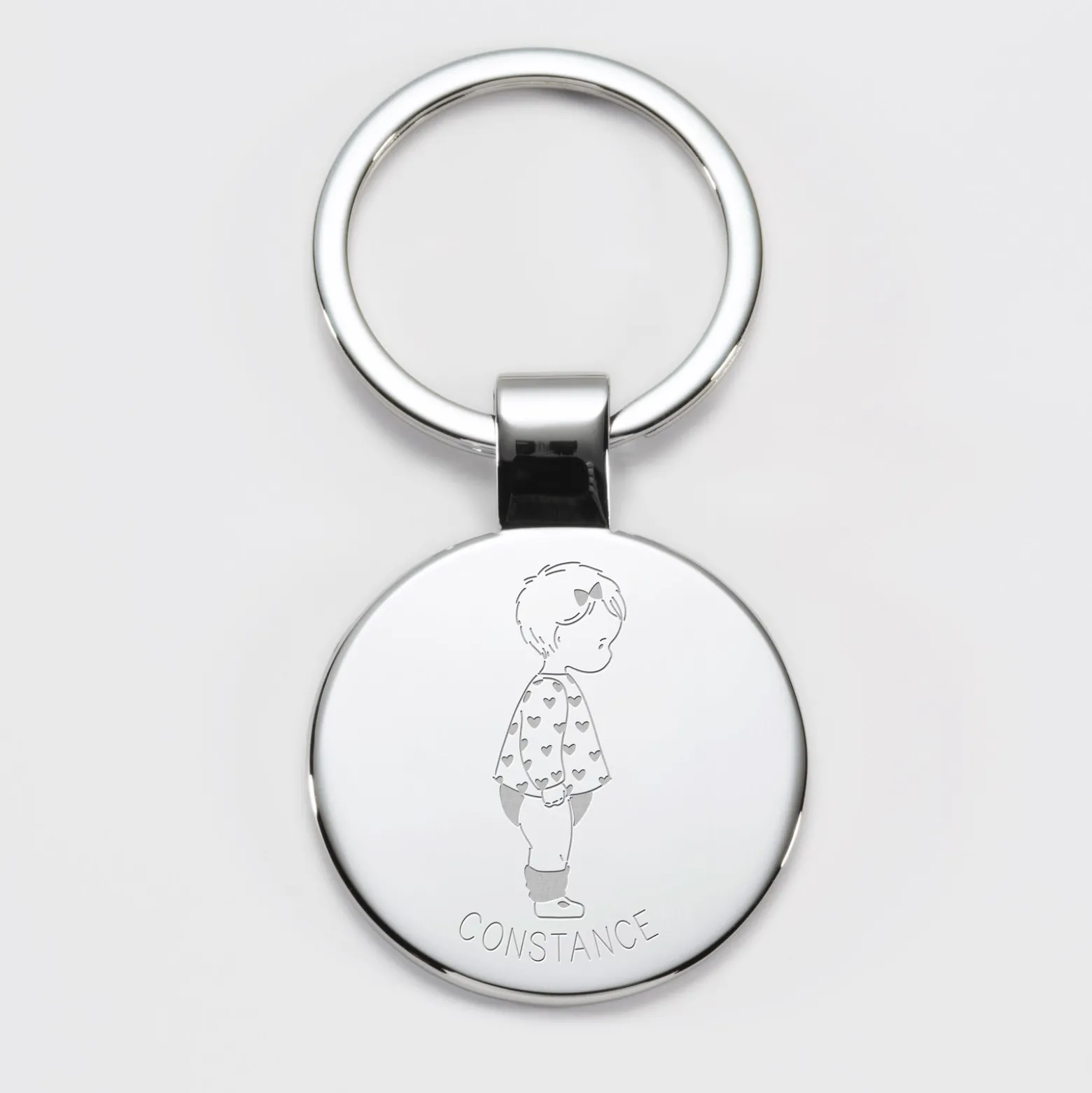 Porte-clés personnalisé prénom gravé acier rond 37 mm - HappyBulle x Marie Savart