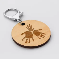 Porte-clés QR Code personnalisé gravé bois médaille ronde 50 mm