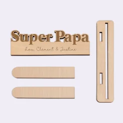 Porte-photo personnalisé bois gravé Super papa