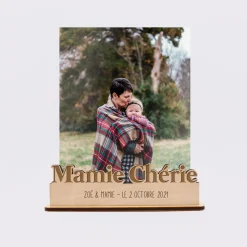 Porte-photo personnalisé bois gravé Mamie chérie