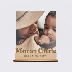 Porte-photo personnalisé bois gravé Maman chérie