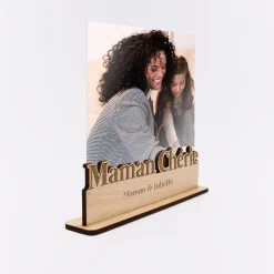 Porte-photo personnalisé bois gravé Maman chérie