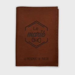 Protège passeport Marié personnalisé cuir couleur Fauve