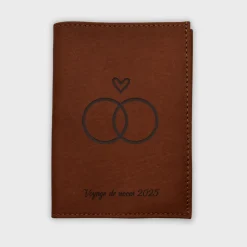 Protège passeport Marié personnalisé cuir couleur Fauve