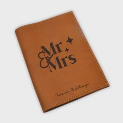 Protège passeport Mariée personnalisé cuir couleur Caramel
