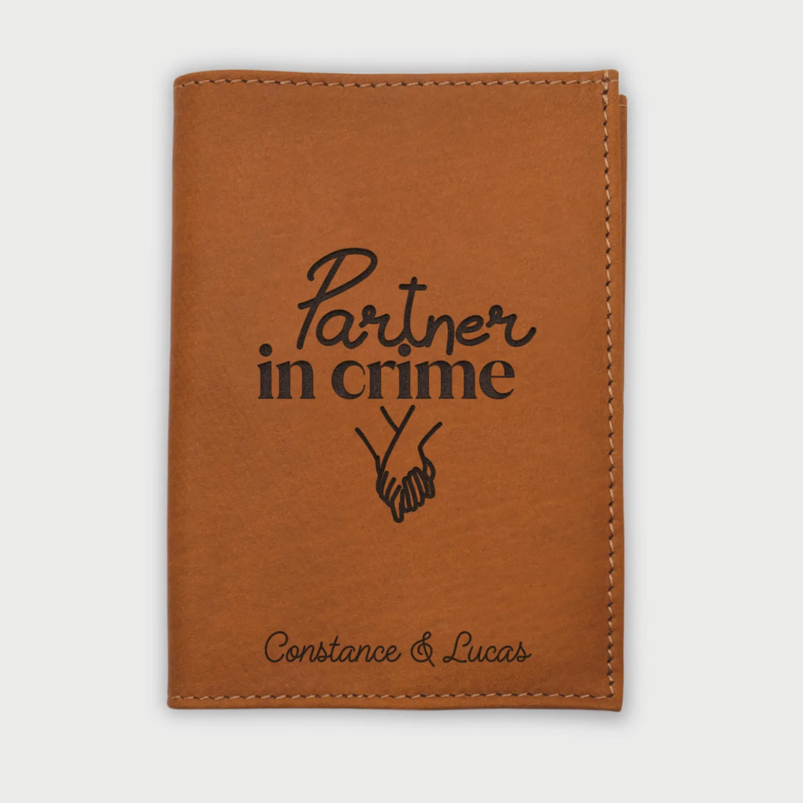 Protège passeport Mariée personnalisé cuir couleur Caramel