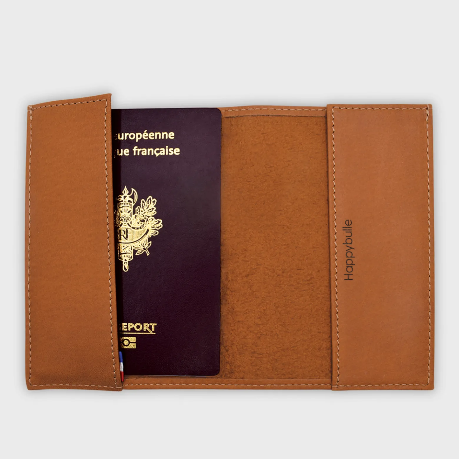 Protège passeport Mariée personnalisé cuir couleur Caramel