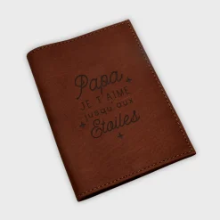 Protège passeport personnalisé cuir couleur Fauve