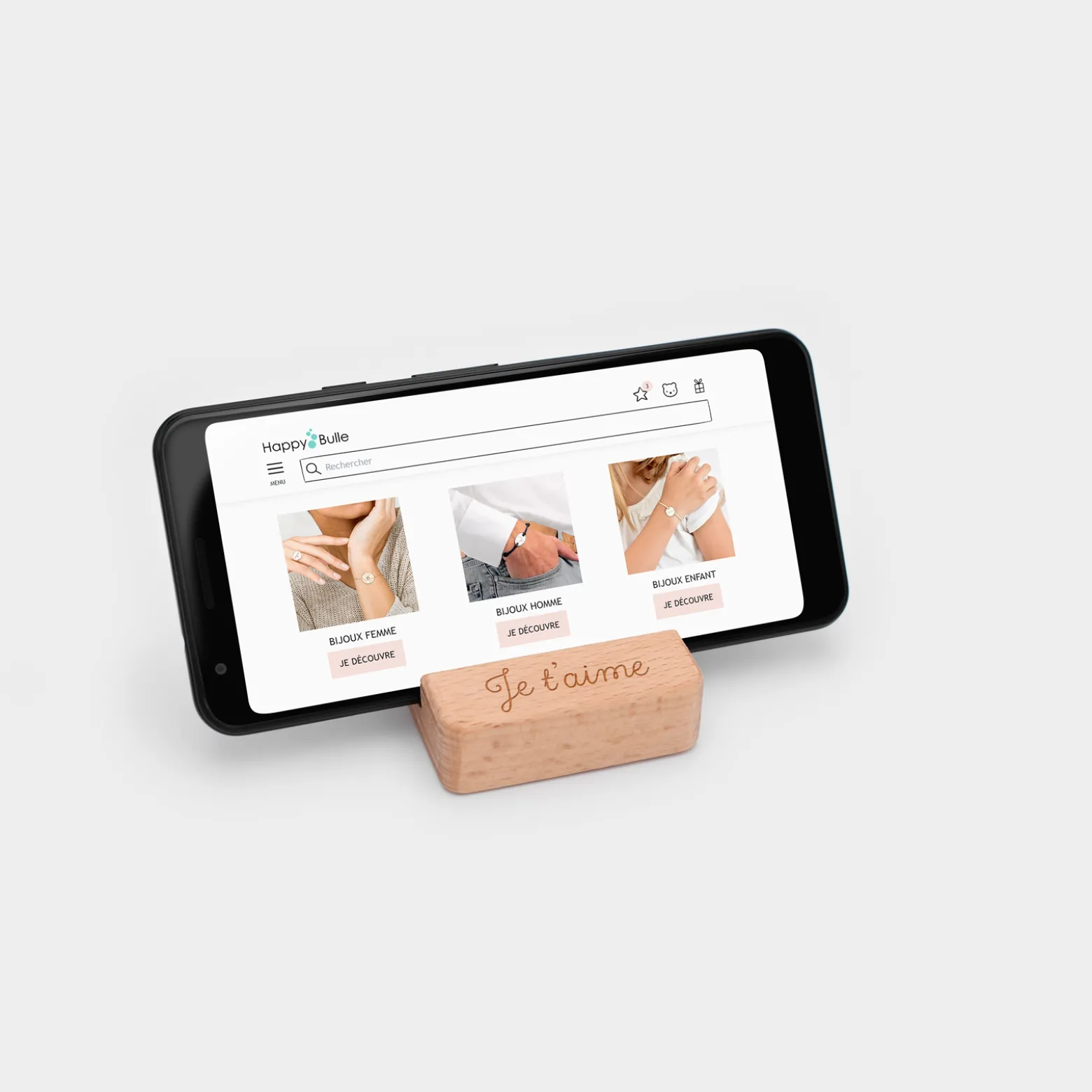 Support téléphone / tablette personnalisé bois gravé