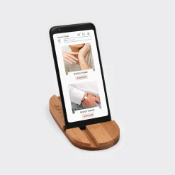 Support téléphone et tablette personnalisé bois gravé double fente