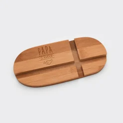 Support téléphone et tablette personnalisé bois gravé double fente