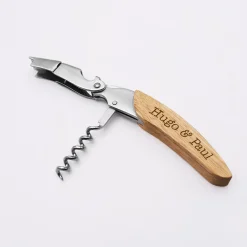 Tire-bouchon personnalisé bois gravé 12,5x3 cm