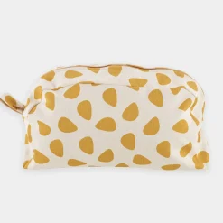 Trousse de toilette pétales jaune coton bio grand format 27x18cm - Avril
