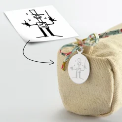 Trousse en coton avec noeud Liberty et médaille acier personnalisée